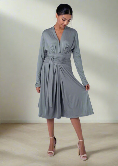 Inge Long Wrap dress, Fatigue green
