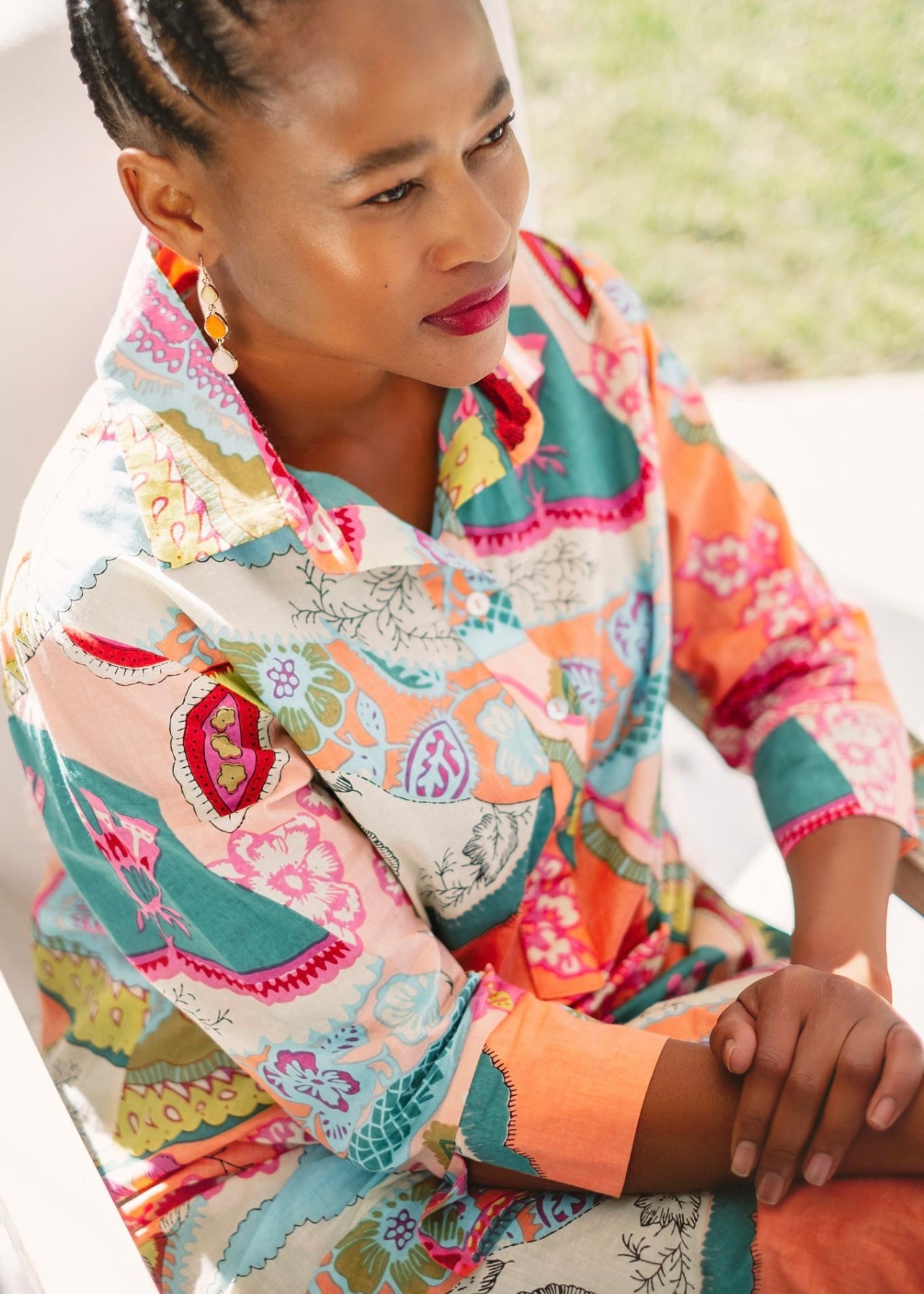Gaby shirt dress, Coral multiprint