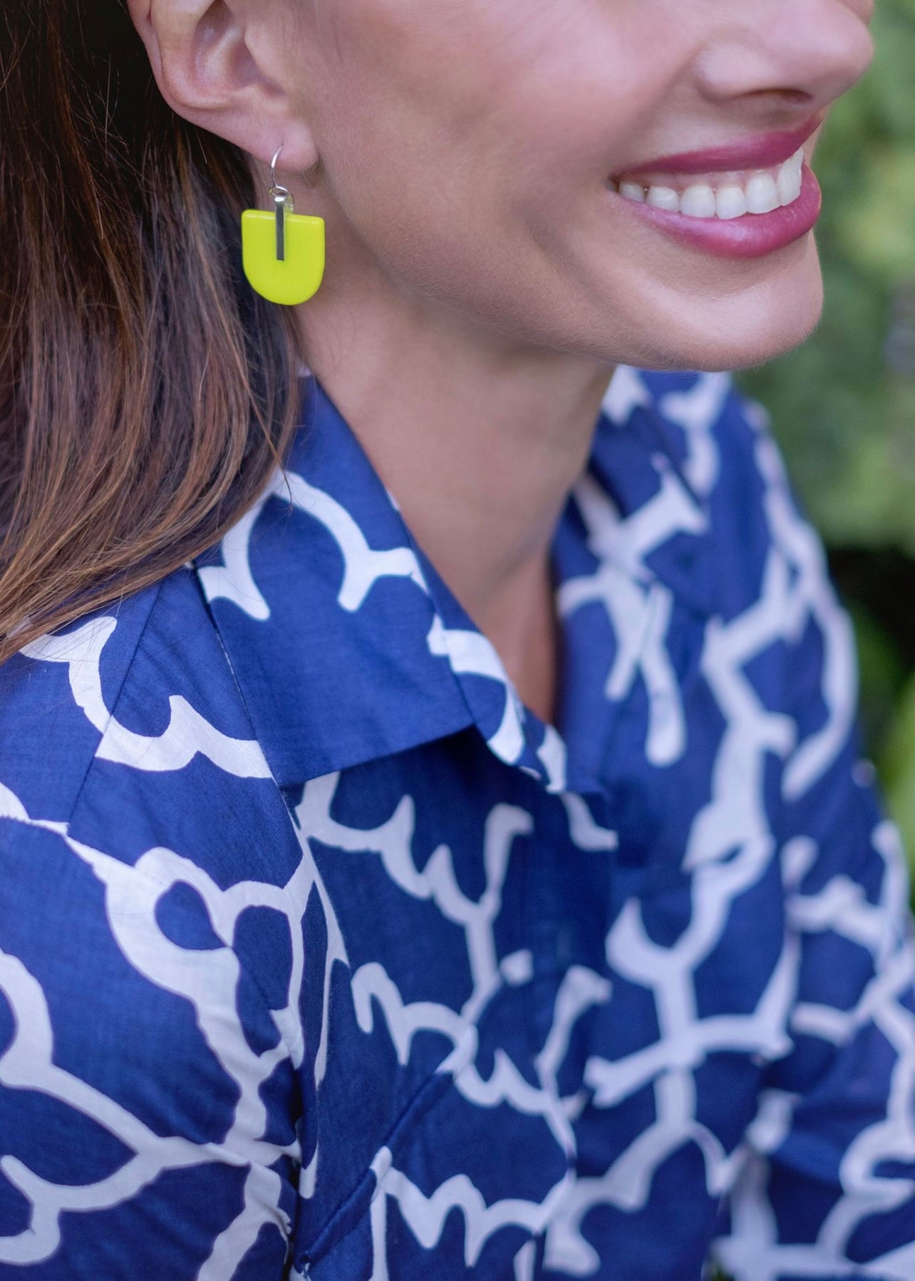 Betty Button dress, Blue geometrical