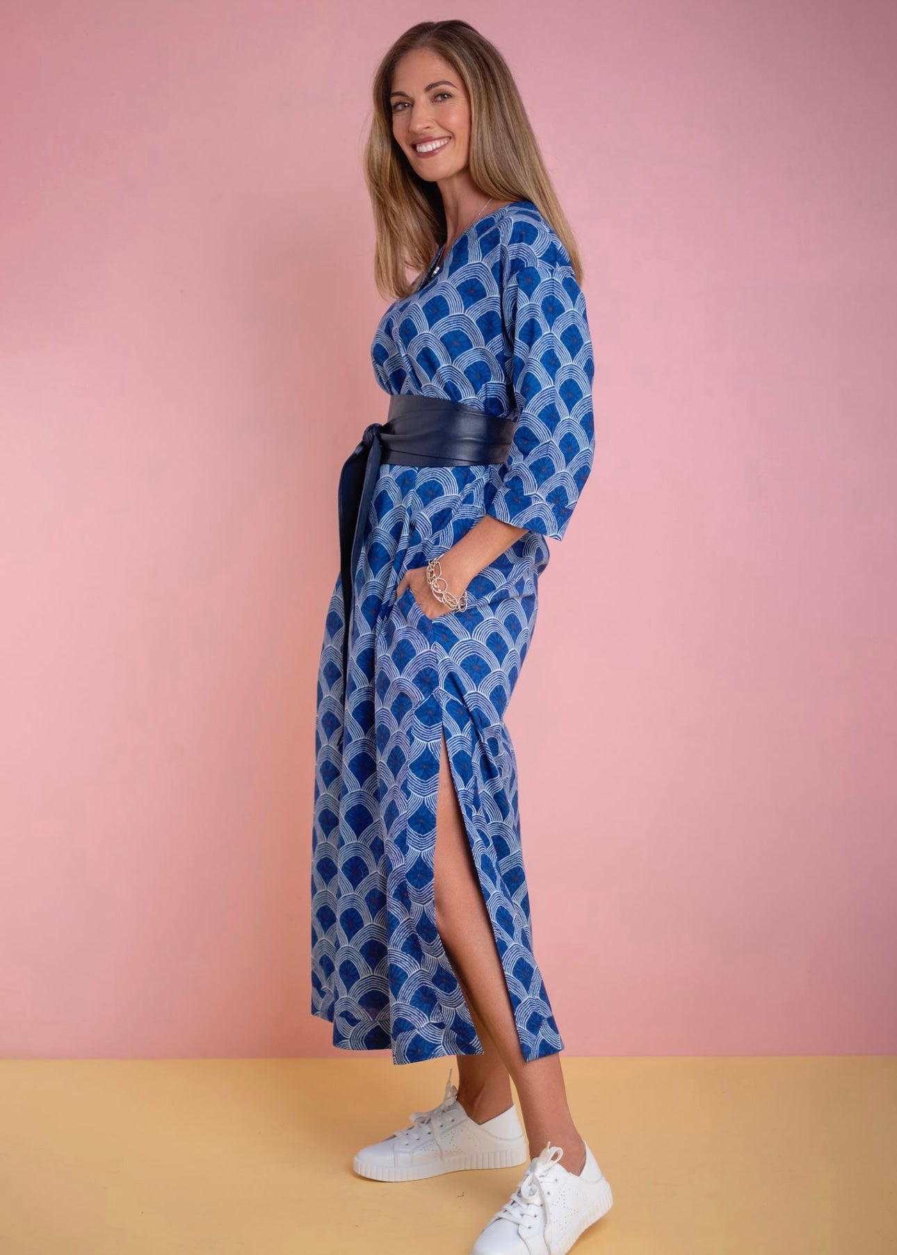 Tunic dress in Navy & white shell