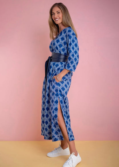 Tunic dress in Navy & white shell