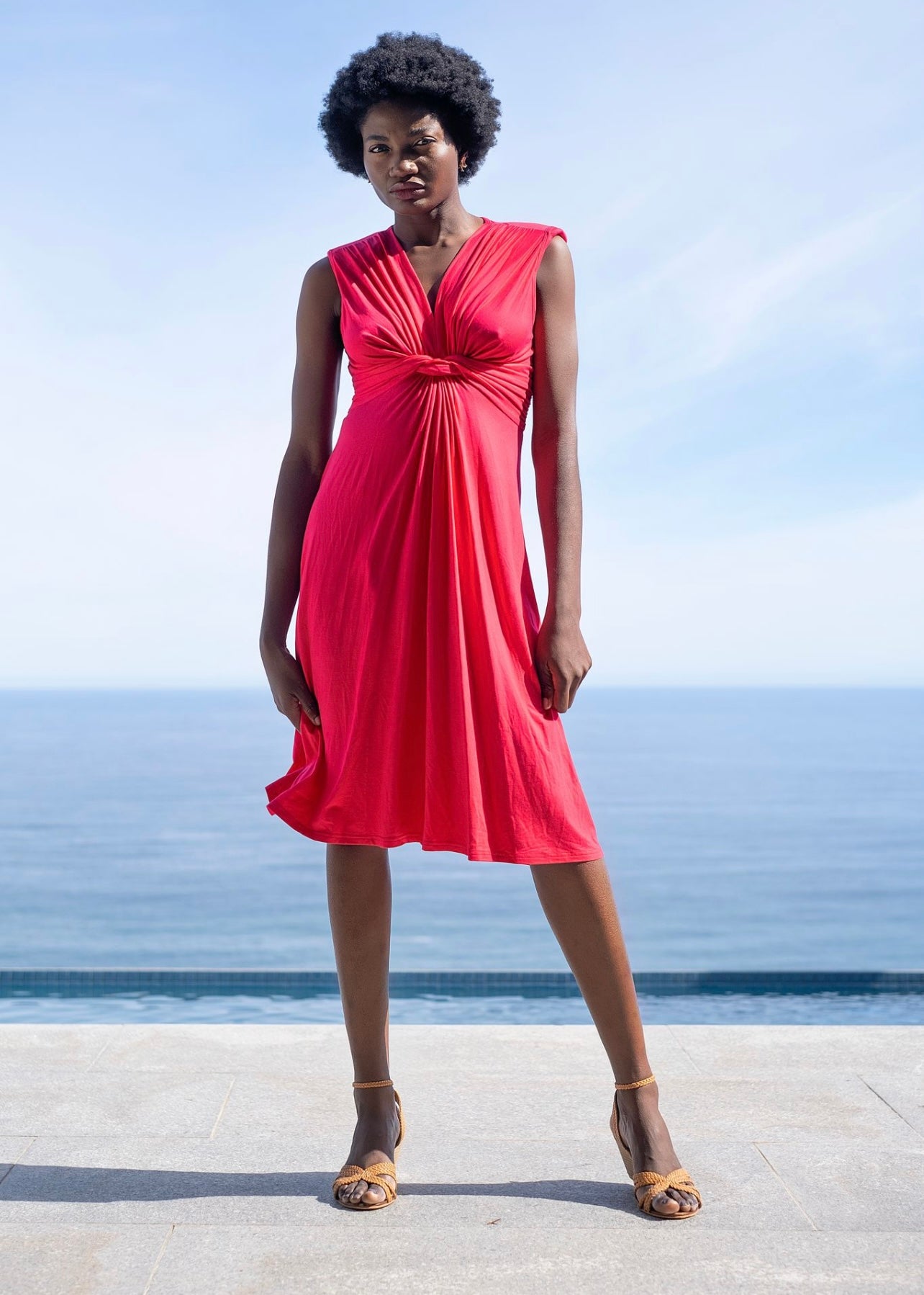 Paris knot dress , Short Cerise Pink