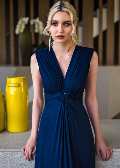 Paris knot dress , Long Navy