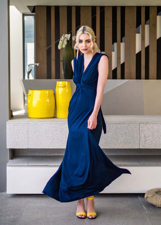 Paris knot dress , Long Navy